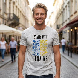 I stand with Ukraine. Trident of Ukraine. Tri-Blend Shirt