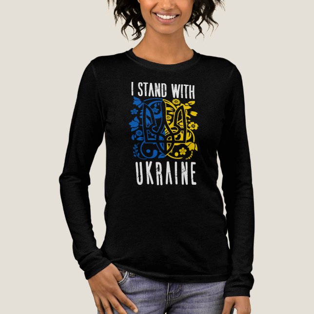 I stand with Ukraine. Trident of Ukraine.  Tri-Blend Shirt (Front)