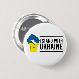 I Stand With Ukraine Ukraine Flag Hand Fist 6 Cm Round Badge