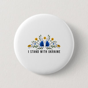 I Stand With Ukraine Ukraine Flag Sunflower Vintag 6 Cm Round Badge