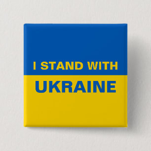 I Stand with Ukraine Ukrainian Flag 15 Cm Square Badge
