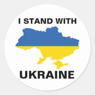 I Stand with Ukraine Ukrainian Flag and Map Classic Round Sticker