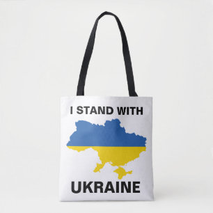 I Stand with Ukraine Ukrainian Flag and Map Tote B Bag