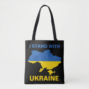 I Stand with Ukraine Ukrainian Flag and Map Tote Bag