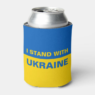 I Stand with Ukraine Ukrainian Flag Can Cooler