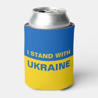 I Stand with Ukraine Ukrainian Flag Can Cooler