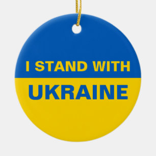 I Stand with Ukraine Ukrainian Flag Ceramic Tree Decoration