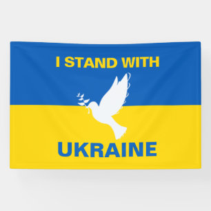 I Stand with Ukraine Ukrainian Flag Dove Peace Banner