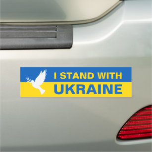 I Stand with Ukraine Ukrainian Flag Dove Peace Car Magnet
