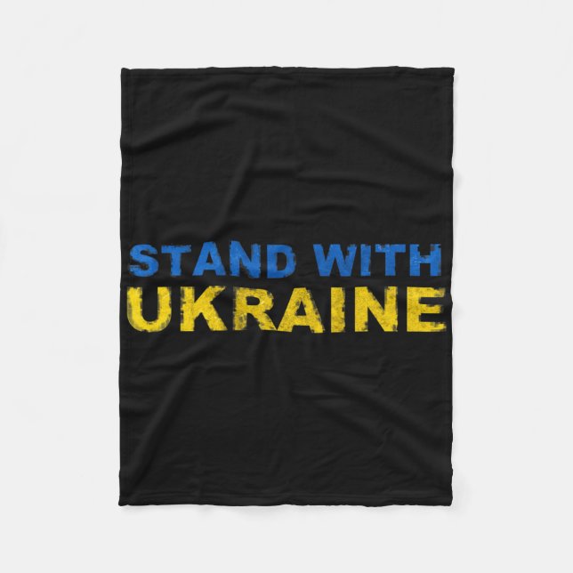 I Stand With Ukraine - Ukrainian Flag  Fleece Blanket (Front)