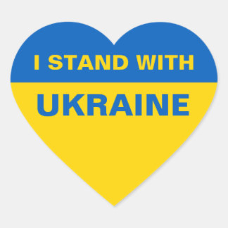 I Stand with Ukraine Ukrainian Flag Heart Sticker