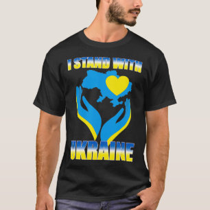 I Stand With Ukraine Ukrainian Flag Map and Heart T-Shirt