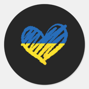 I Stand With Ukraine Ukrainian Flag Peace Heart  Classic Round Sticker