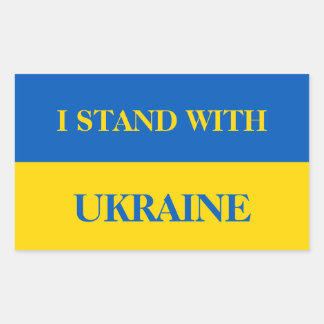 I stand with Ukraine. Ukrainian flag. Rectangular Sticker