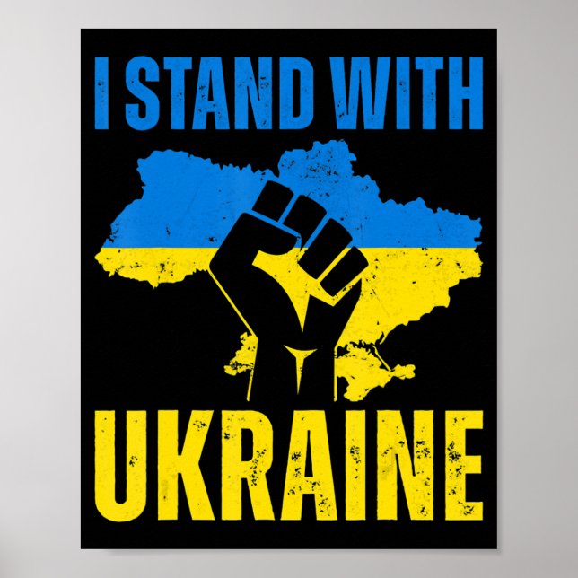 I Stand With Ukraine Ukrainian Flag Rise Fist Peac Poster (Front)