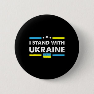 I Stand With Ukraine Ukrainian Flag Supporting Ukr 6 Cm Round Badge