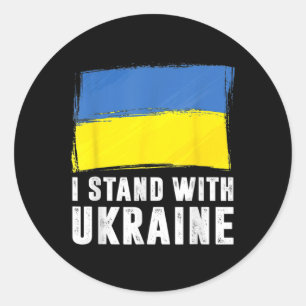 I Stand With Ukraine Ukrainian Flag Supporting Ukr Classic Round Sticker