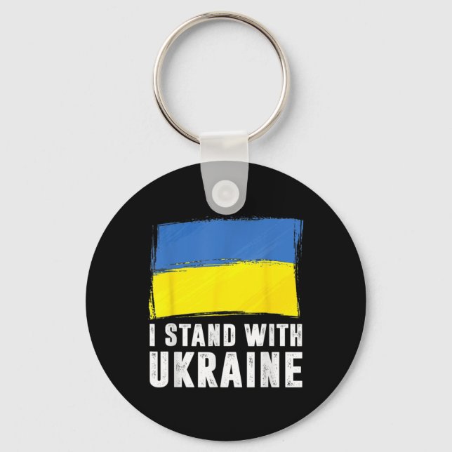I Stand With Ukraine Ukrainian Flag Supporting Ukr Key Ring (Front)