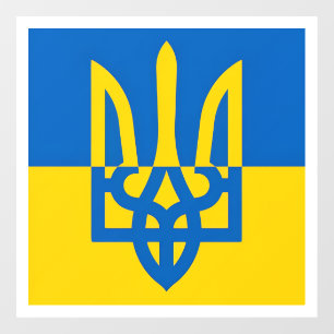 I stand with Ukraine. Ukrainian flag. Trident.