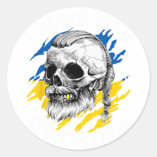 I Stand With Ukraine Ukrainian Flag Ukraine Viking Classic Round Sticker