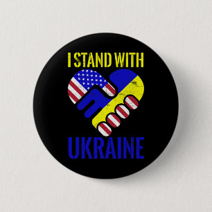 I Stand With Ukraine Ukrainian Flag Us Flag Ukrain 6 Cm Round Badge