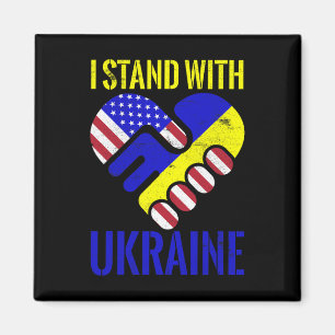 I Stand With Ukraine Ukrainian Flag Us Flag Ukrain Magnet