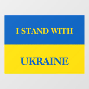 I stand with Ukraine. Ukrainian flag.  Window Clin