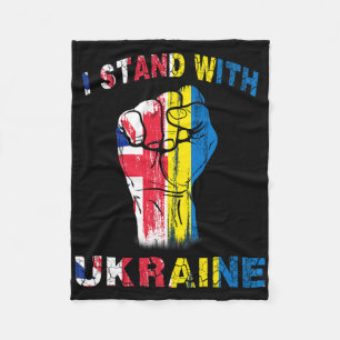 I Stand With Ukraine United Kingdom Uk Flag Fleece Blanket