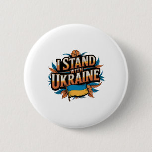 I Stand With Ukraine' Vintage Patriotic Support De 6 Cm Round Badge