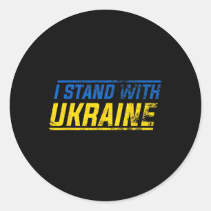 I Stand With Ukraine Vintage Ukrainian Flag Pride  Classic Round Sticker