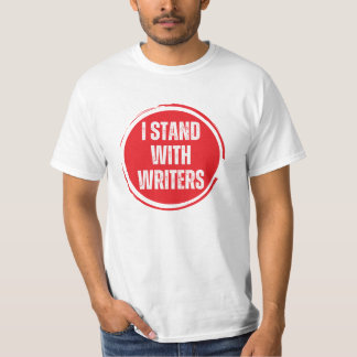 I stand with writers red logo with white text T-Shirt