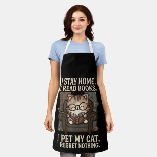 I Stay Home I Read Books I Pet My Cat Funny Cat Apron