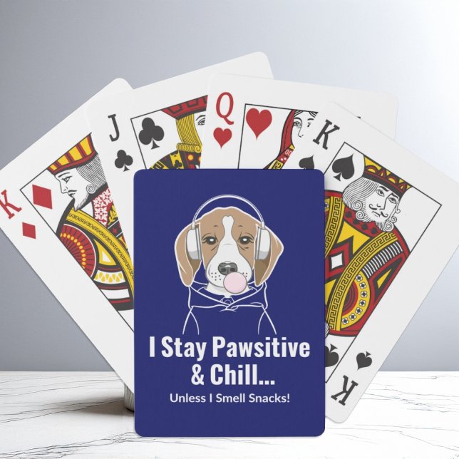 I Stay Pawsitive and Chill Beagle Funny Dog Playing Cards (Creator Uploaded)