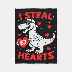 I Steal 67 Heart Dinosaur For Boys Girls Kids Vale Fleece Blanket