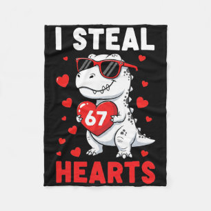 I Steal 67 Hearts Funny 67 Valentine Dinosaur Men  Fleece Blanket