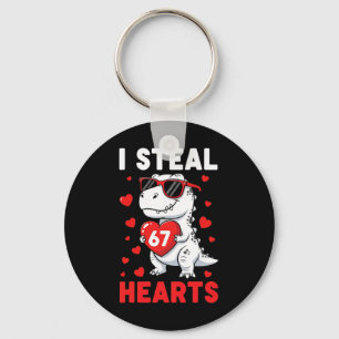 I Steal 67 Hearts Funny 67 Valentine Dinosaur Men  Key Ring