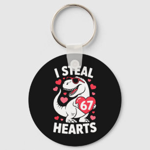I Steal 67 Hearts Funny 67 Valentine Dinosaur Men  Key Ring