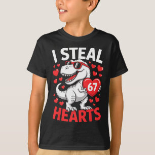 I Steal 67 Hearts Funny 67 Valentine Dinosaur Men  T-Shirt