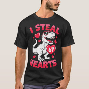 I Steal 67 Hearts Funny 67 Valentine Dinosaur Men  T-Shirt