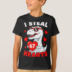I Steal 67 Hearts Funny 67 Valentine Dinosaur Men  T-Shirt