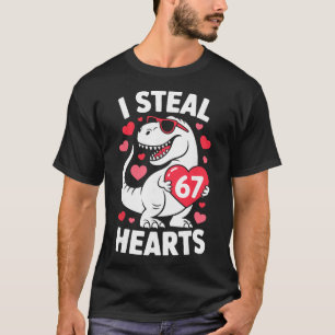 I Steal 67 Hearts Funny 67 Valentine Dinosaur Men  T-Shirt