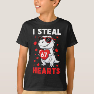 I Steal 67 Hearts Funny 67 Valentine Dinosaur Men  T-Shirt