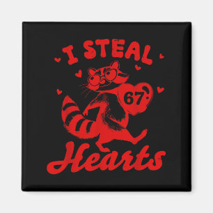 I Steal 67 Hearts Funny 67 Valentine Raccoon Men B Magnet