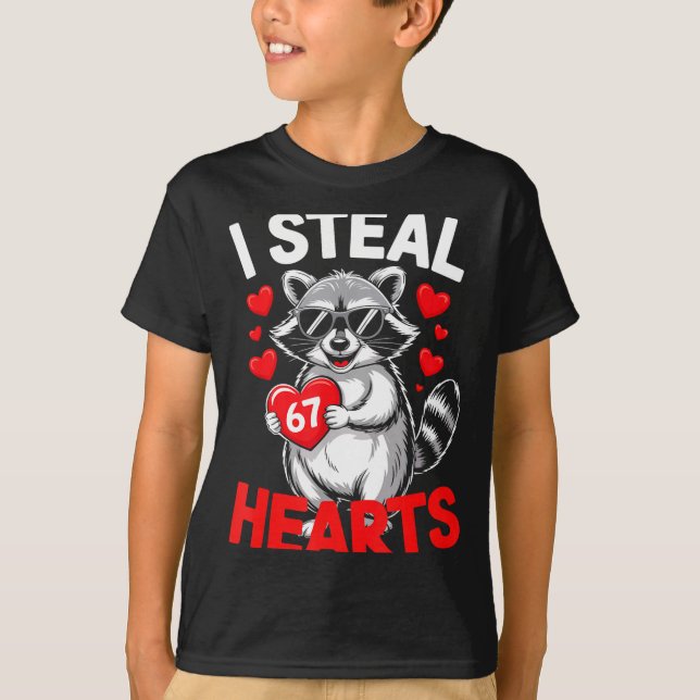 I Steal 67 Hearts Funny 67 Valentine Raccoon Men B T-Shirt (Front)