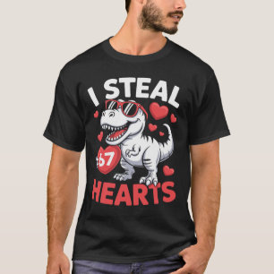 I Steal 67 Hearts Funny Dino Valentine Birthday  T-Shirt