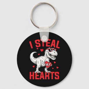 I Steal 67 Hearts Funny Six Seven Valentine Dinosa Key Ring