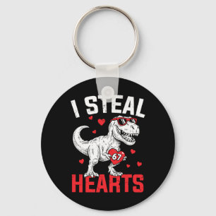 I Steal 67 Hearts Funny Six Seven Valentine Dinosa Key Ring