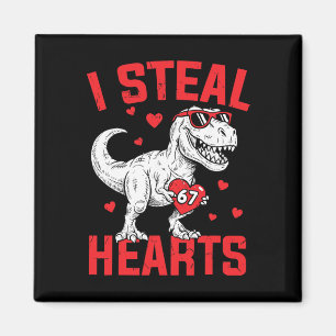 I Steal 67 Hearts Funny Six Seven Valentine Dinosa Magnet