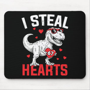 I Steal 67 Hearts Funny Six Seven Valentine Dinosa Mouse Pad