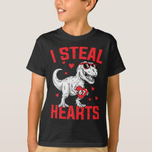 I Steal 67 Hearts Funny Six Seven Valentine Dinosa T-Shirt